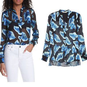 Amos Tropical Leaf Split Neck Blouse cc905b60033